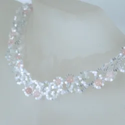 Necklace Silver 925 - Arabesque Rose Quartz-Satin white - Necklace Silver 925 - Argent 925
